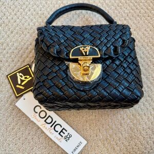 Ghibli Black Woven Leather Flap Over Grab Handbag
Brand new with tags